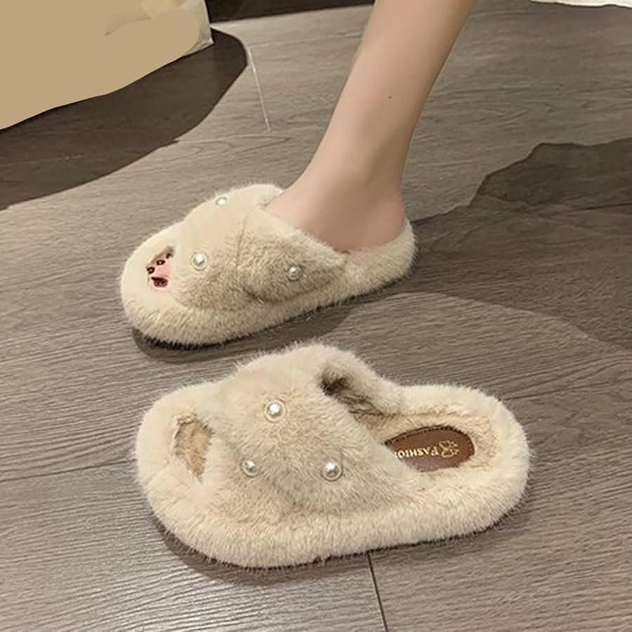 Amazon | [IJGE] ファーサンダル レディース 22.5cm フェイクファー